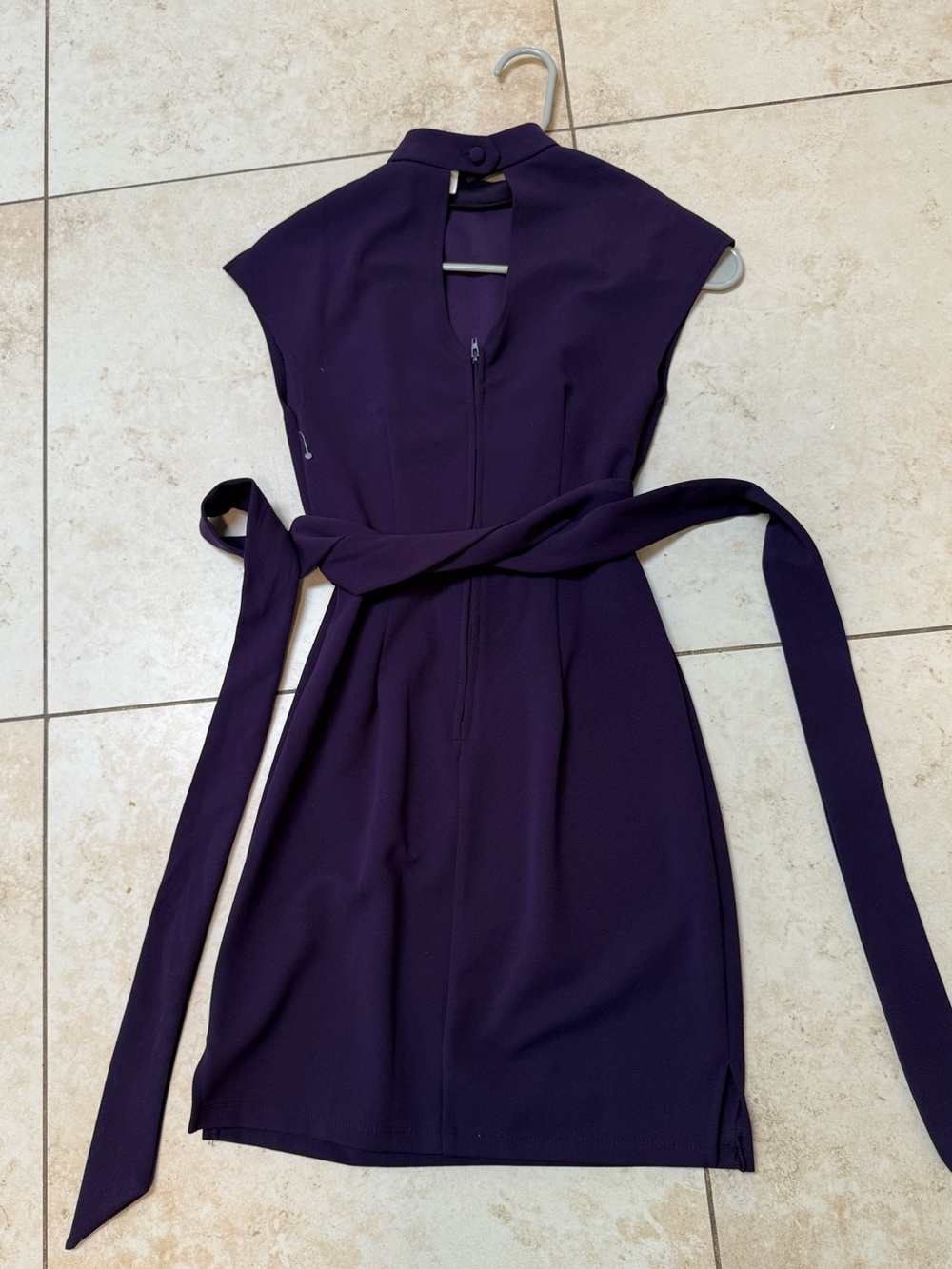B Darlin Deep Purple Cap Sleeve Belted Shift Dress